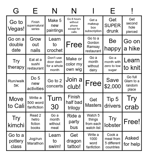 Lets Do THIS!! Life BINGO Card