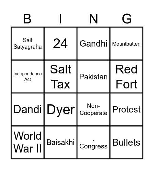 Attaining Freedom Bingo Card