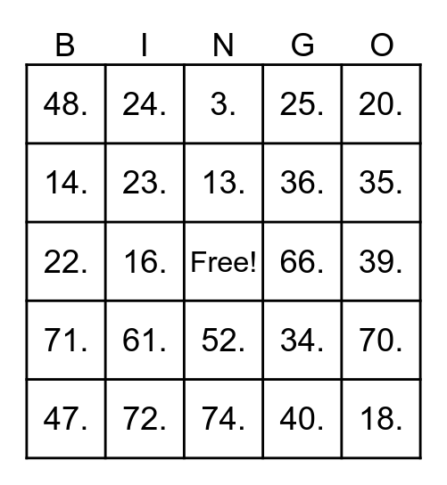 Baby Castaneda Bingo Card