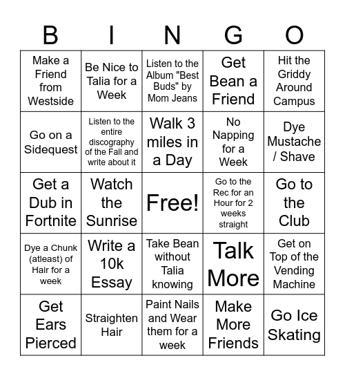 Jarrett Bingo Card