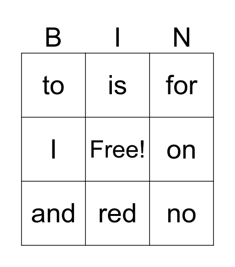 Red Word BINGO Card