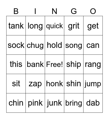 Fusaro's Fundations Bingo Card