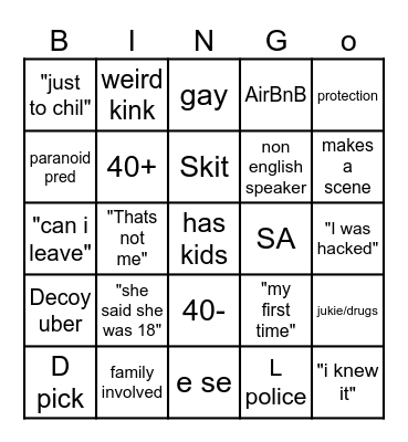 Pred Watch bingo Card