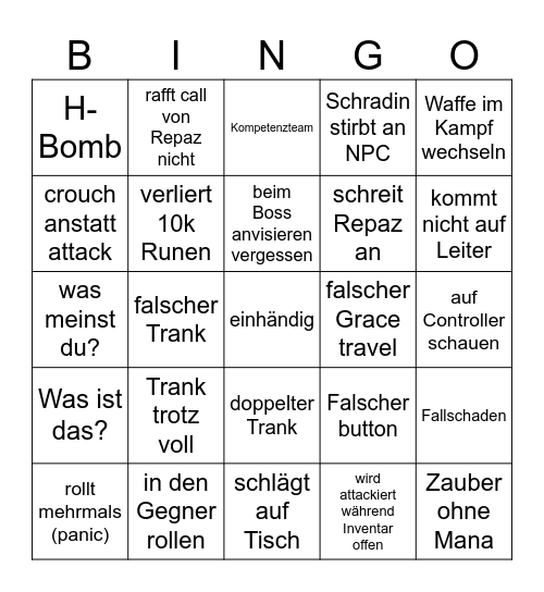 Schradin Elden Ring Bingo Card