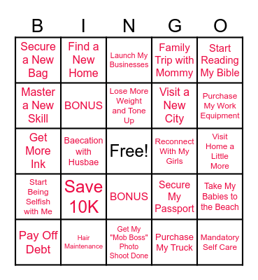Gabrielle's 2025 BINGO Card Bingo Card