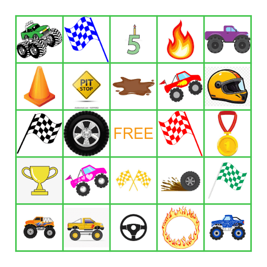 MONSTER TRUCK BINGO! Bingo Card