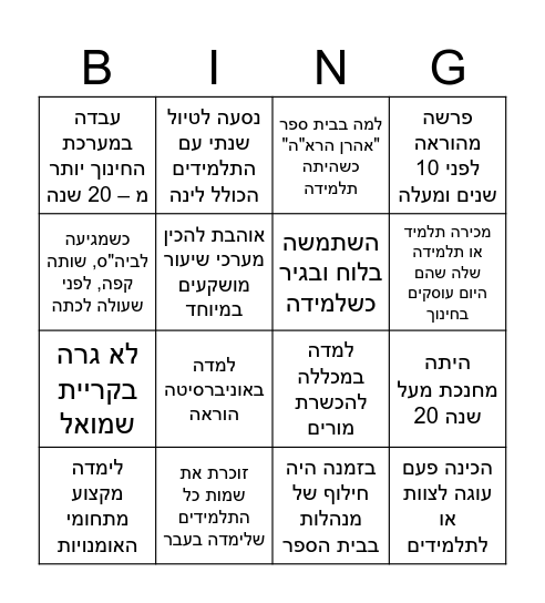 מסיבת פרישה לחנה ולאיריס Bingo Card