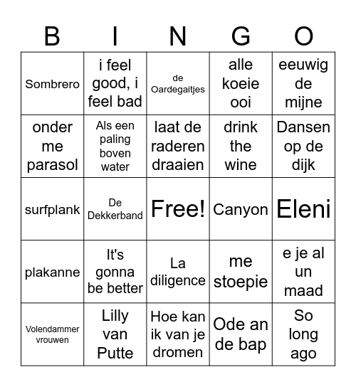 Volendammer Bingo Card