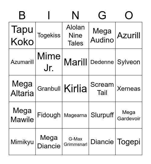 Brewer's Fairy Types Bingo [Round 1] Bingo Card
