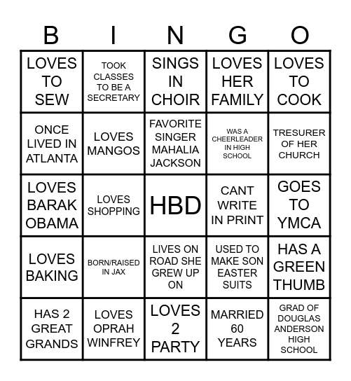 HAPPY 80TH BIRTHDAY Bingo Card