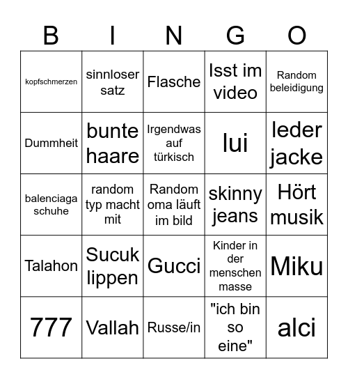 Frankfurt Tinder Bingo Card