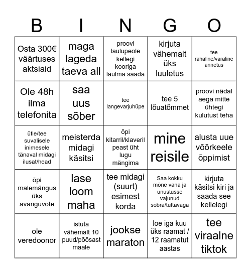 2025 Bingo Card