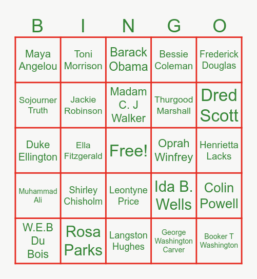 CELEBRATE BLACK HISTORY Bingo Card