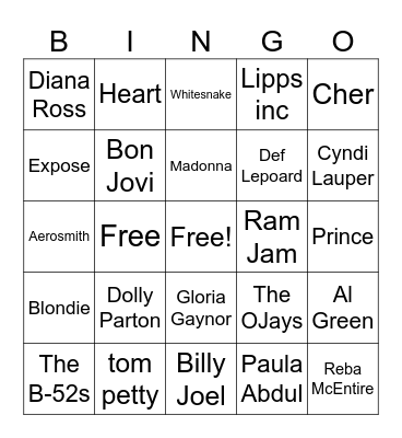 70/80s 1 Bingo Card