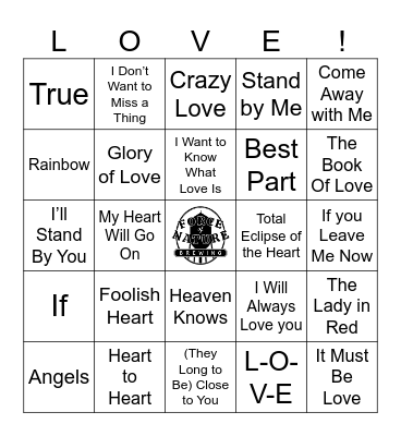 LOVE SONGS BINGO Card
