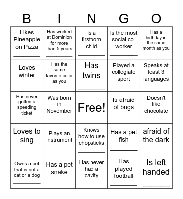 Find someone who.... Bingo Card
