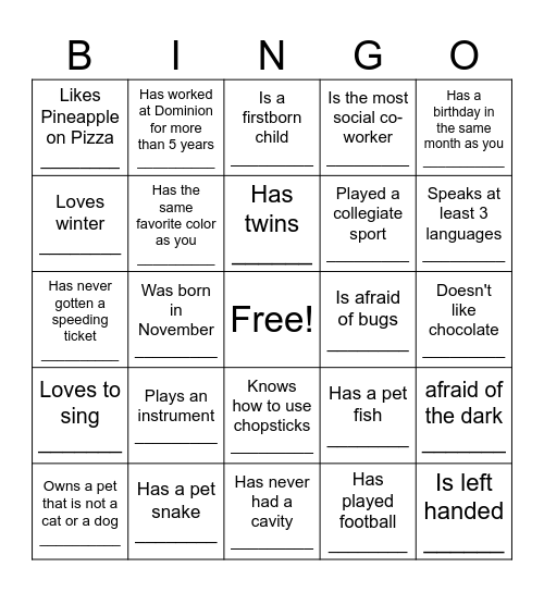Find someone who.... Bingo Card
