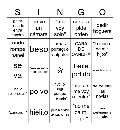 EL BINGO DE LAS TENTACIONES Bingo Card