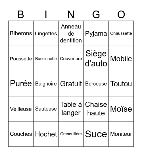 Gender Reveal Bingo Card