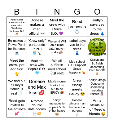 Crew Bingo 2025 Bingo Card
