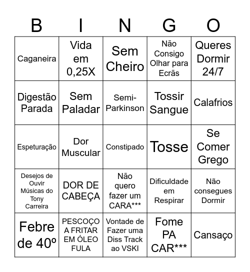 SINTOMAS Bingo Card