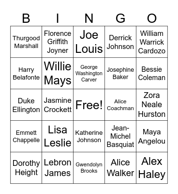 2025 Black History Month Bingo Card