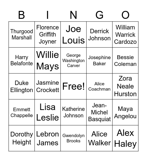 2025 Black History Month Bingo Card