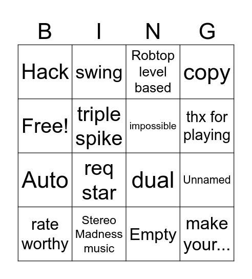 recent tab Bingo Card
