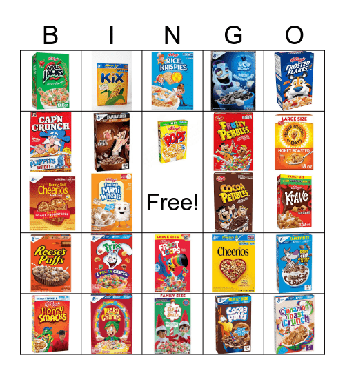 Cereal Bingo Card
