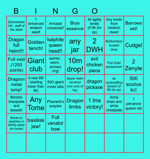 Epic naps Bingo Card
