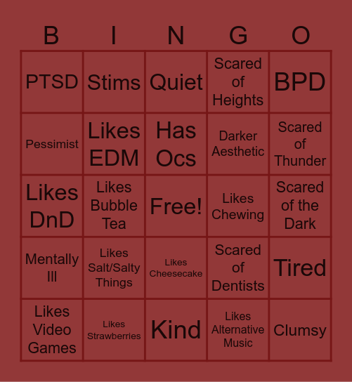 Ty Kinnie Bingo Card