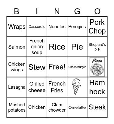 Food Bingo Card