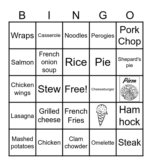 Food Bingo Card