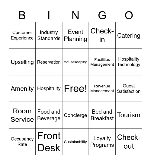 Hotel Management BINGO! Bingo Card