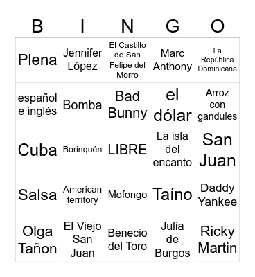 L2 3.1 Cultura - Puerto Rico Bingo Card