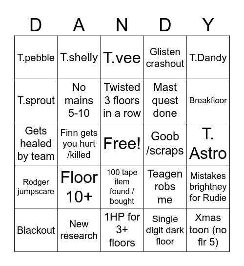 Dandy Bingo Card