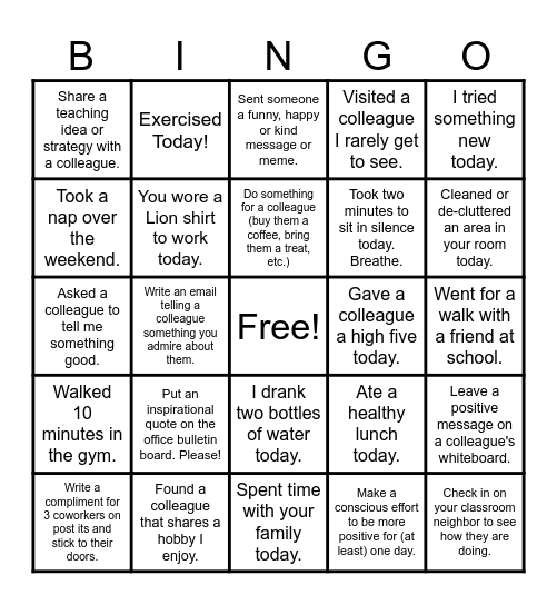Connect with a Colleague Bingo! Bingo Card