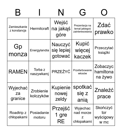 Bingo 2025 Bingo Card