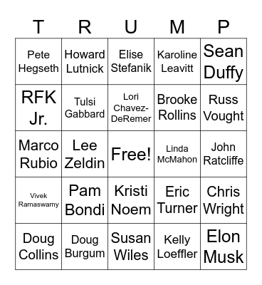 Trump Administration Bingo Card