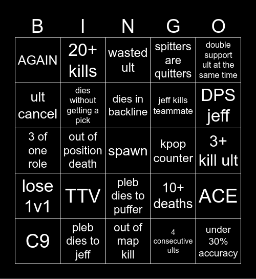 bigpuffer marvel rivals bingo Card