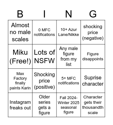 Wonfes 2025 Bingo Card