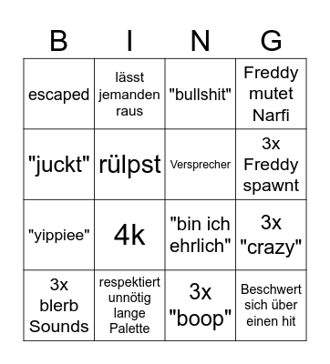 Narfi Bingo Card