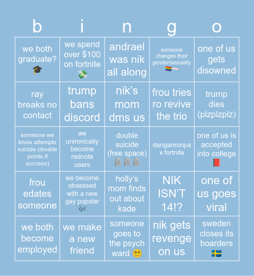 kade & lettie’s 2025 Bingo Card