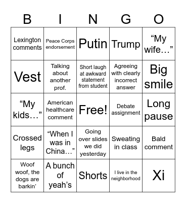 Steve Bingo Card