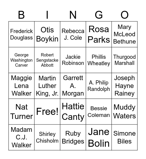 Black History Month Bingo - Feb. 3-7, 2025 Bingo Card