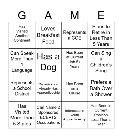 Walnut Creek Bootcamp Bingo Card