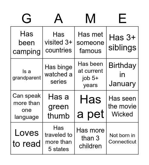 Connecticut Bootcamp Bingo Card