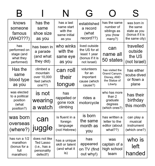 DSLTI BINGO - Find Someone who... Bingo Card