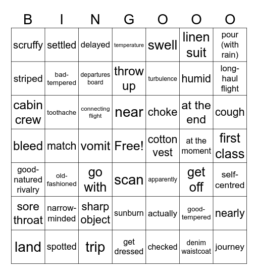 English File: Unit 1-4 Bingo Card