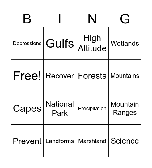 Chapter 5 Landforms of Spain 5th Grade Bingo Card